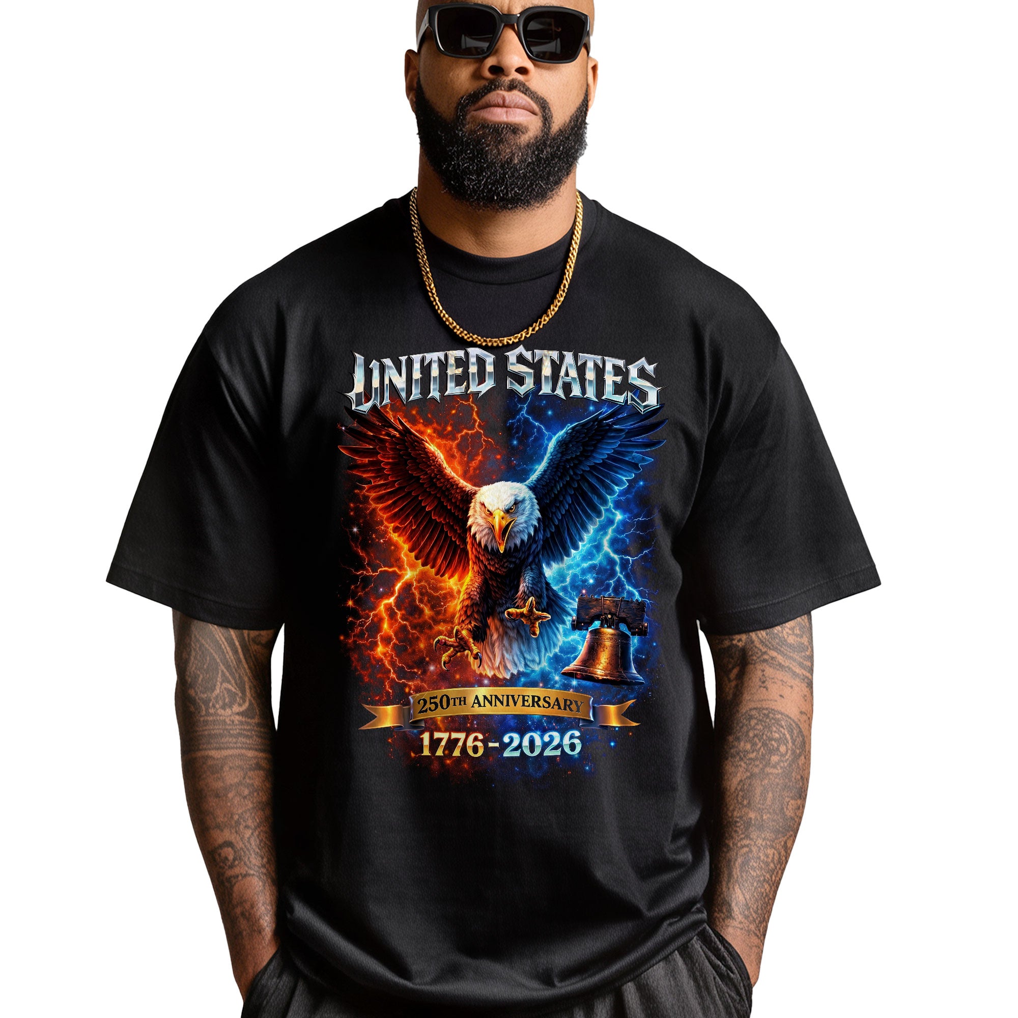 United States 250th Anniversary Bootleg Eagle T-Shirt 1776–2026 – Bold Patriotic Freedom Graphic Tee
