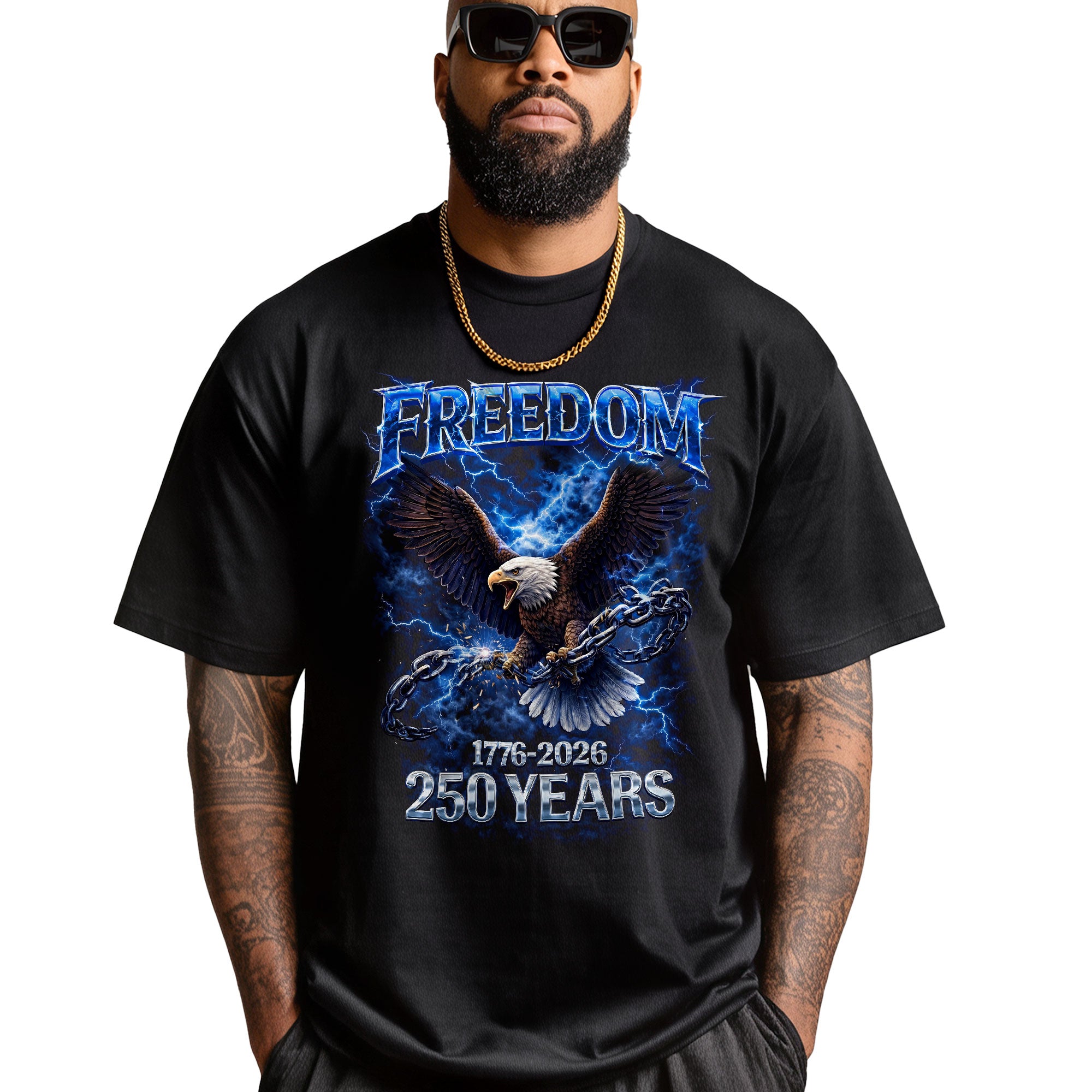 Freedom Bootleg Eagle T-Shirt 1776–2026 – Breaking Chains Patriotic Graphic Tee 250 Years of America