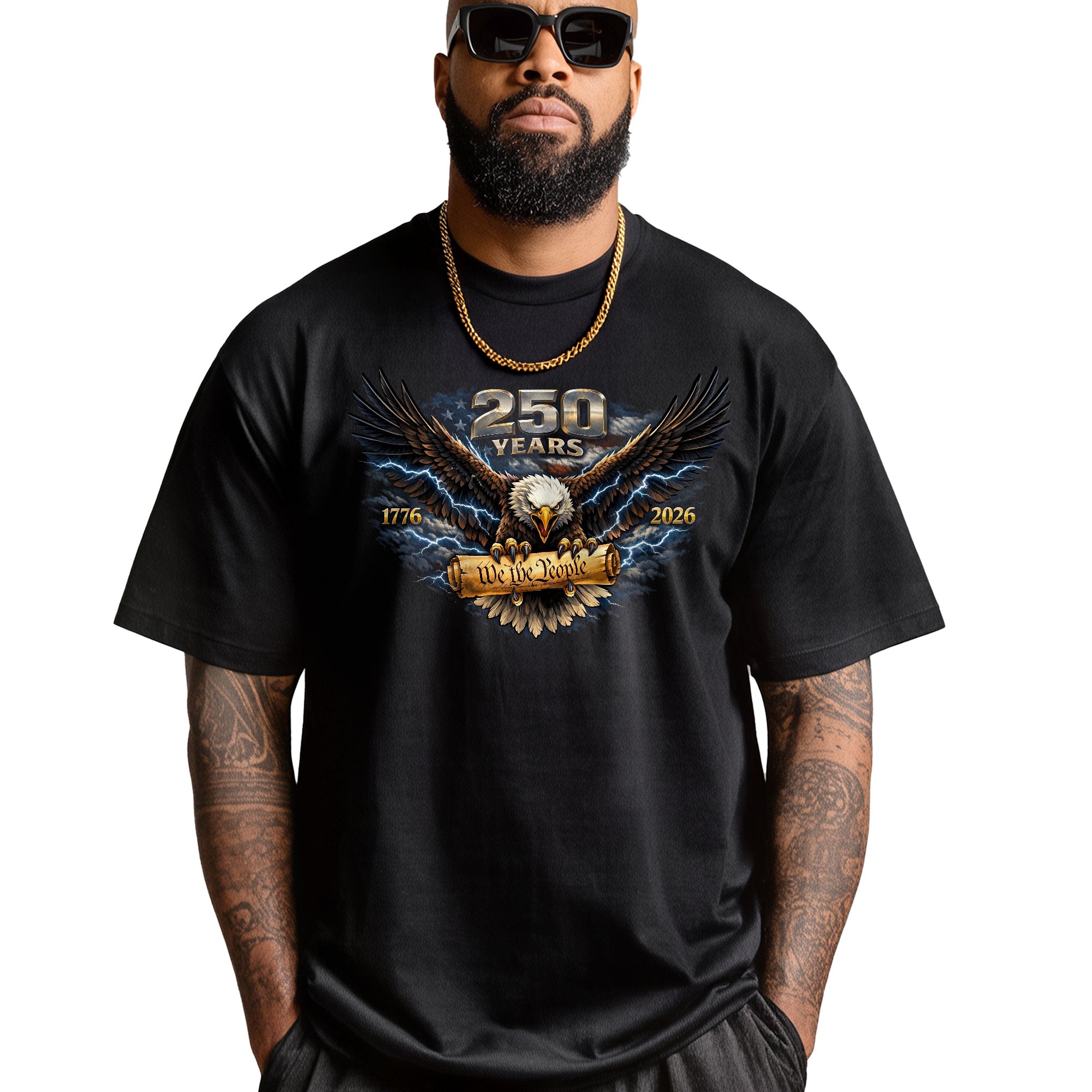 Vintage 90s Bootleg America 250 Shirt - Streetwear Patriot Eagle Lightning Graphic Tee