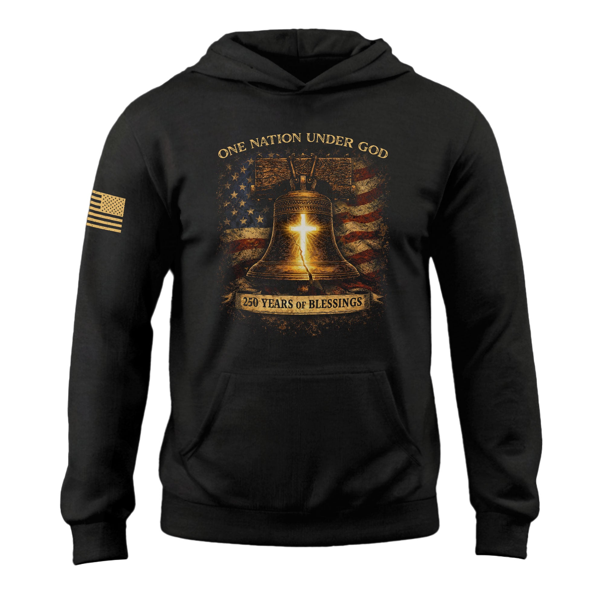 America 250th Anniversary 1776-2026 Semiquincentennial Hoodie – Liberty Bell One Nation Under God 250 Years of Blessings Patriotic Christian Hoodie
