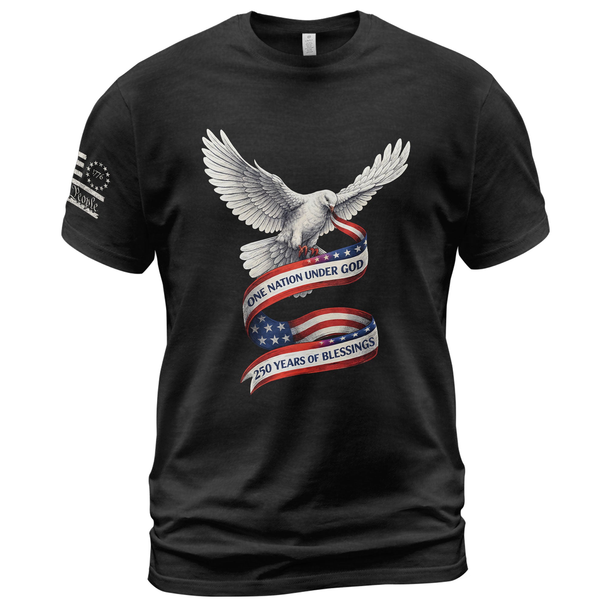 250 Years of Blessings One Nation Under God T-Shirt - Peace Dove Patriotic Graphic Tee