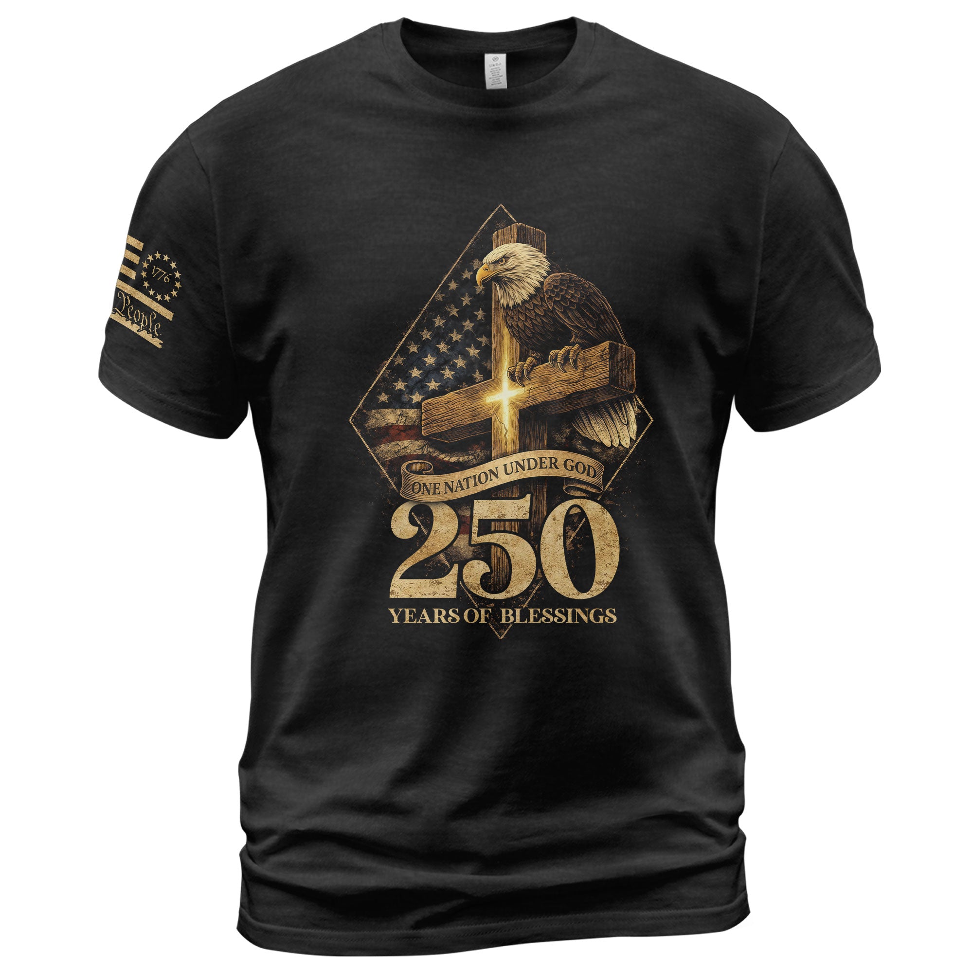 Faith & Freedom 250th Anniversary Shirt - One Nation Under God Commemorative Eagle & Cross Tee