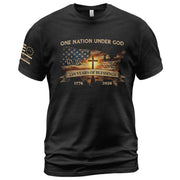 Christian Patriot 250 Years of Blessings T-Shirt - Holy Bible, "We the People" & US Flag Design