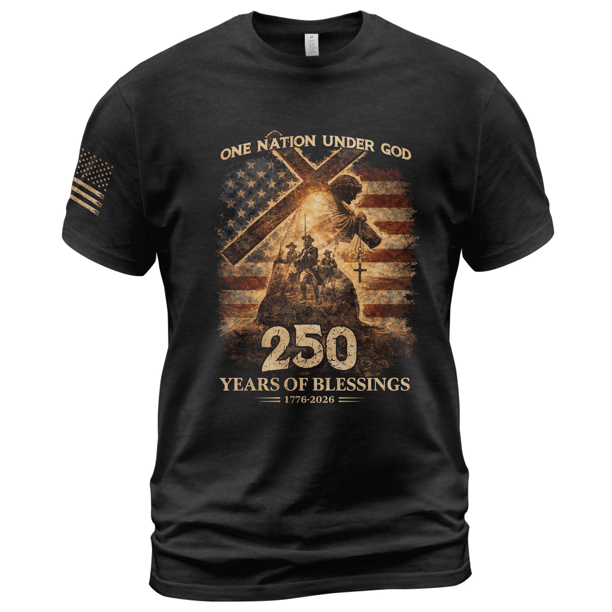 USA 250th Anniversary Shirt – 1776-2026 One Nation Under God 250 Years of Blessings Patriotic Christian Tee