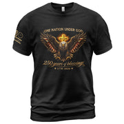 USA 250th Anniversary Eagle Shirt – 1776-2026 One Nation Under God 250 Years of Blessings Christian Patriotic Tee