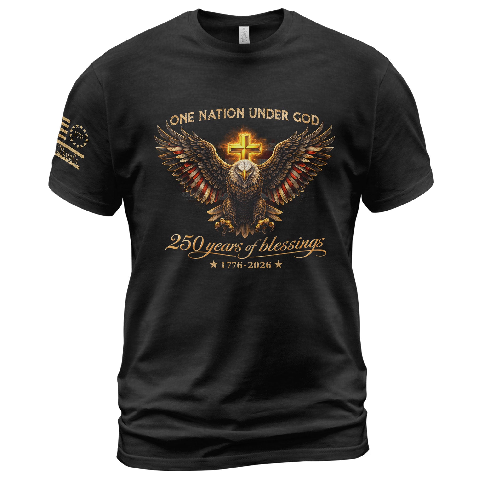 USA 250th Anniversary Eagle Shirt – 1776-2026 One Nation Under God 250 Years of Blessings Christian Patriotic Tee