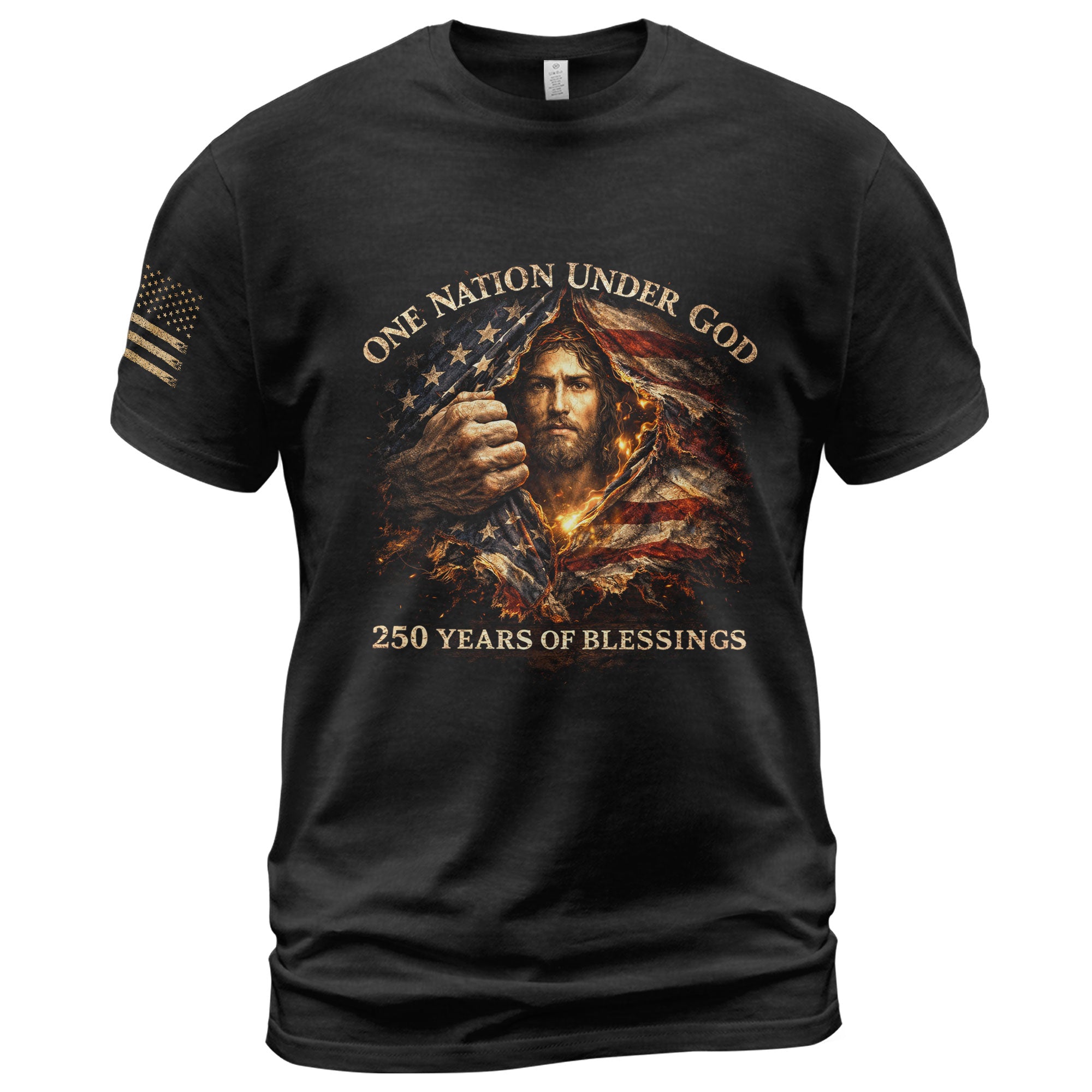 USA 250th Anniversary 1776-2026 Semiquincentennial Flag Shirt – One Nation Under God Jesus 250 Years Patriotic Christian Tee