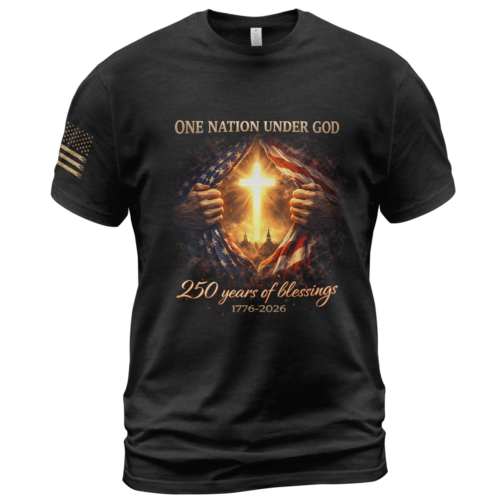 America 250th Anniversary Christian Cross Shirt – 1776-2026 One Nation Under God 250 Years of Blessings Tee