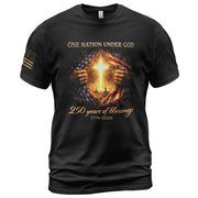 America 250th Anniversary Christian Cross Shirt – 1776-2026 One Nation Under God 250 Years of Blessings Tee