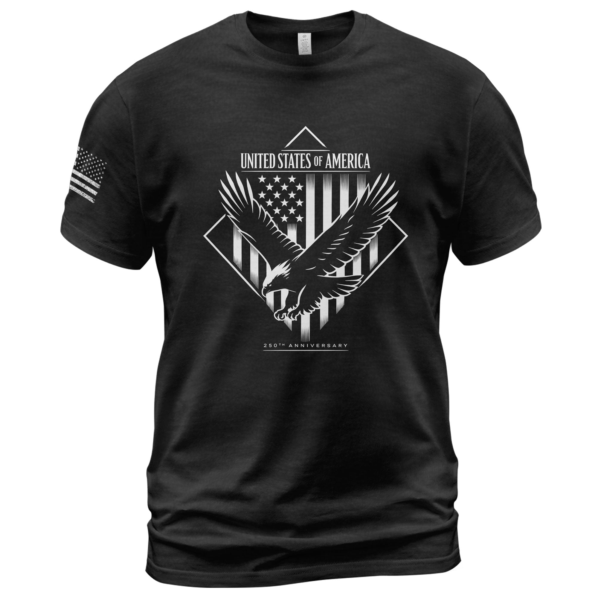 America 250th Anniversary T-Shirt - White Eagle & Flag Semiquincentennial Minimalist Men's Tee