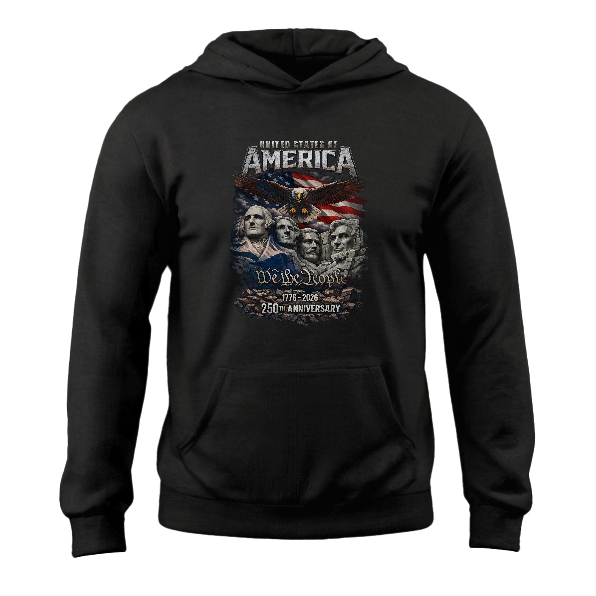 USA 250th Anniversary 1776-2026 Semiquincentennial Hoodie – Vintage Bootleg Metallic We The People Eagle 250 Years Birthday Men’s Hoodie