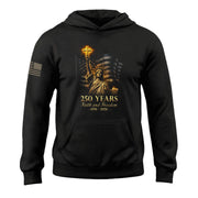 America 250th Anniversary Hoodie 1776-2026 – Statue of Liberty & Christian Cross Faith & Freedom Men’s Hoodie