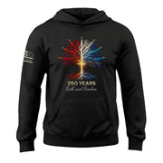 USA 250th Anniversary Hoodie 1776-2026 – Tree of Life Jet Fighter Faith & Freedom Patriotic Men’s Hoodie