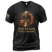 USA Semiquincentennial 250 Years Faith and Freedom 1776–2026 Eagle Liberty Bell Patriotic Christian T-Shirt