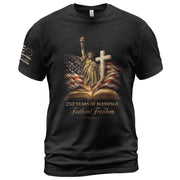 USA Semiquincentennial 250 Years of Blessings Faith and Freedom 1776–2026 Christian Patriotic T-Shirt