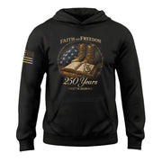 America 250th Anniversary 1776-2026 Semiquincentennial Hoodie – Faith and Freedom Christian Bible & Military Boots Patriotic Men’s Hoodie