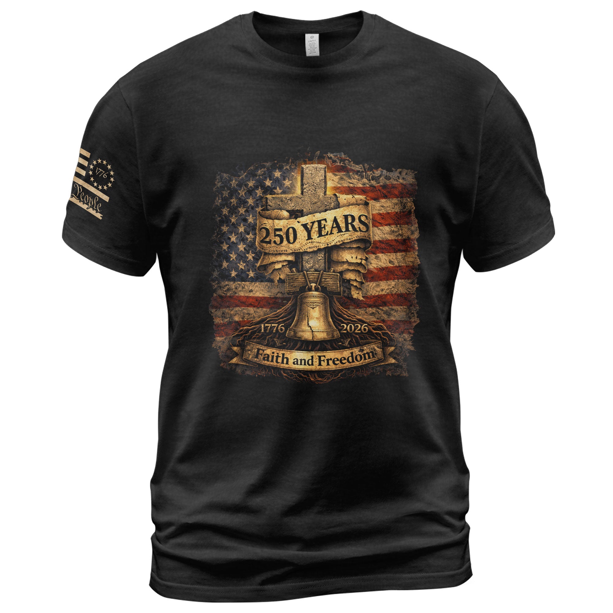 America 250th Anniversary T-Shirt - 1776-2026 Faith and Freedom, Patriotic USA 250 Years Birthday Tee