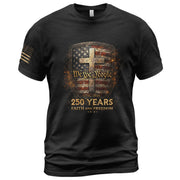 America 250th Anniversary T-Shirt - 1776-2026 We the People Shield Tee, 250 Years Faith and Freedom Patriotic Shirt