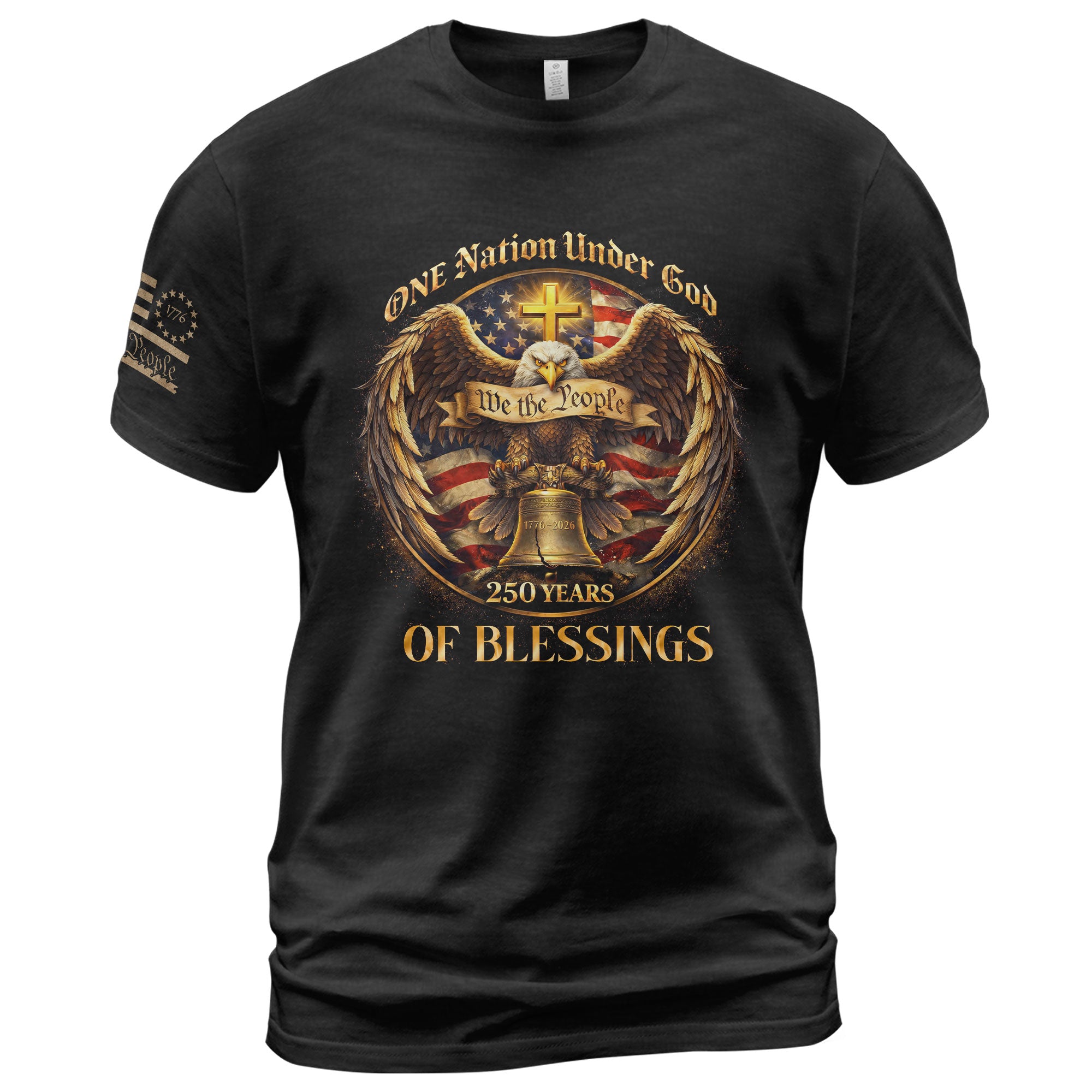 America 250th Anniversary T-Shirt 1776-2026 – One Nation Under God We The People Eagle 250 Years of Blessings Tee