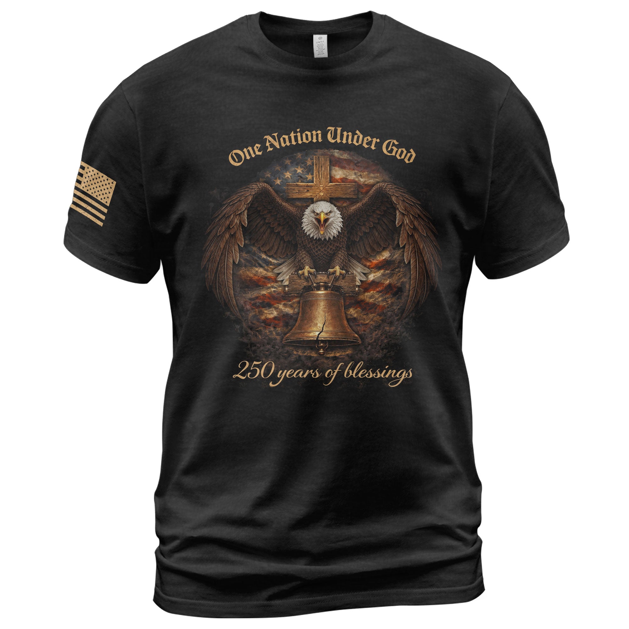 America 250th Anniversary T-Shirt 1776-2026 – 250 Years of Blessings Eagle & Liberty Bell One Nation Under God Tee