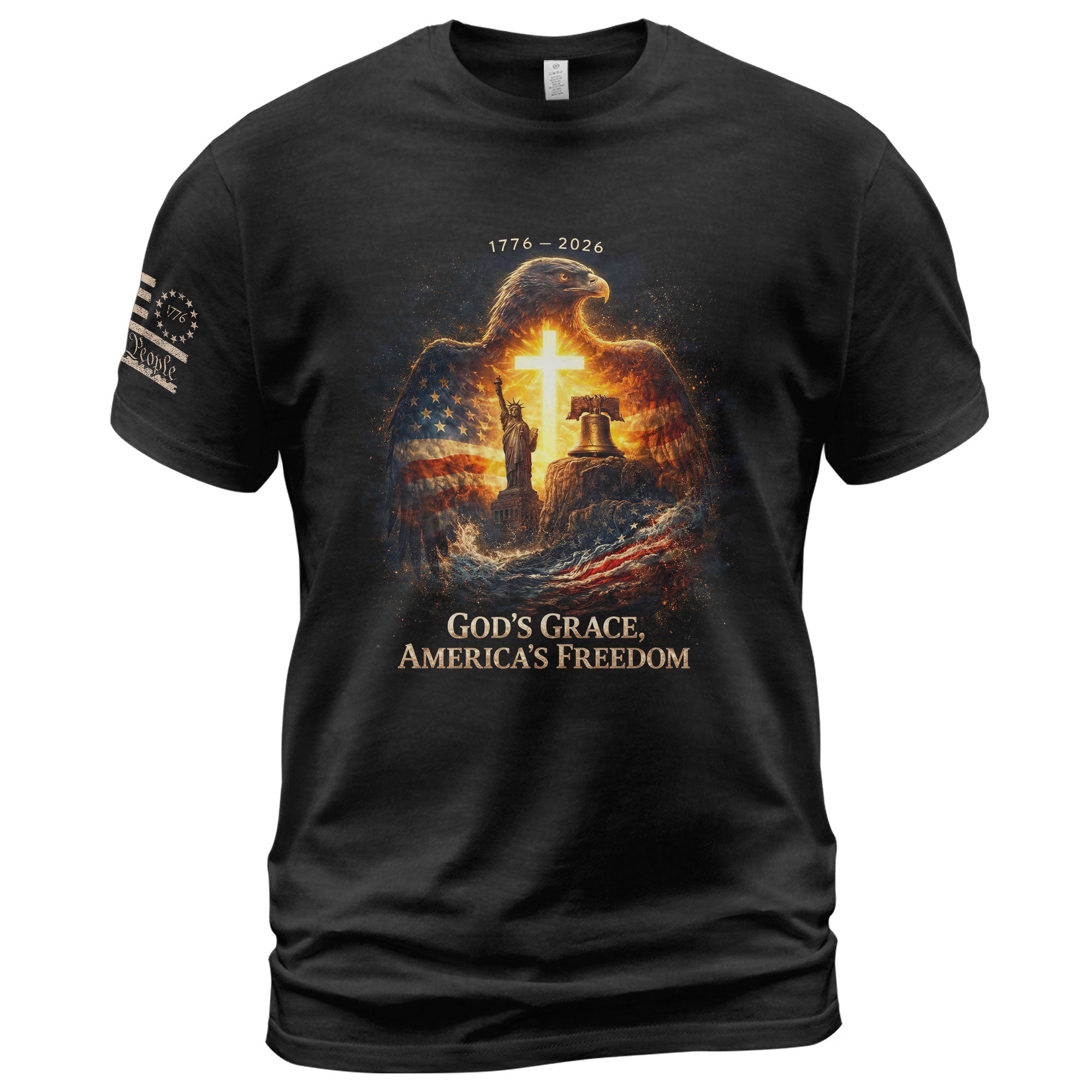 USA 250th Anniversary 1776-2026 Semiquincentennial T-Shirt – God’s Grace America’s Freedom Liberty Bell Eagle Patriotic Christian Tee