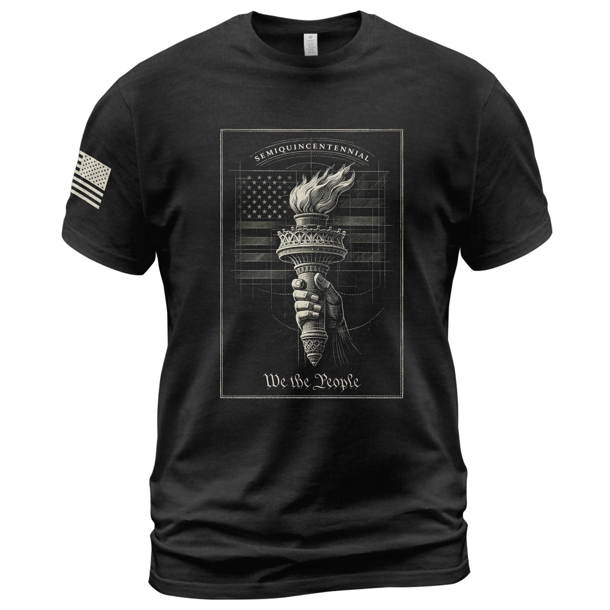 America 250th Anniversary 1776-2026 Semiquincentennial T-Shirt – Retro We The People Statue of Liberty Torch Patriotic Men's Hoodie Style Tee