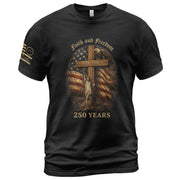America 250th Anniversary 1776-2026 Semiquincentennial T-Shirt – Statue of Liberty Faith and Freedom Cross Eagle Patriotic USA Flag Tee