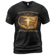 America 250th Anniversary 1776-2026 Shirt – One Nation Under God USA Map & Glowing Cross Semiquincentennial Tee