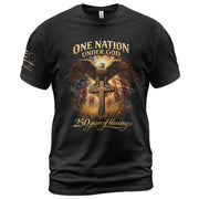 America 250th Anniversary 1776-2026 Shirt – One Nation Under God Eagle on Cross Christian Patriotic Semiquincentennial Tee