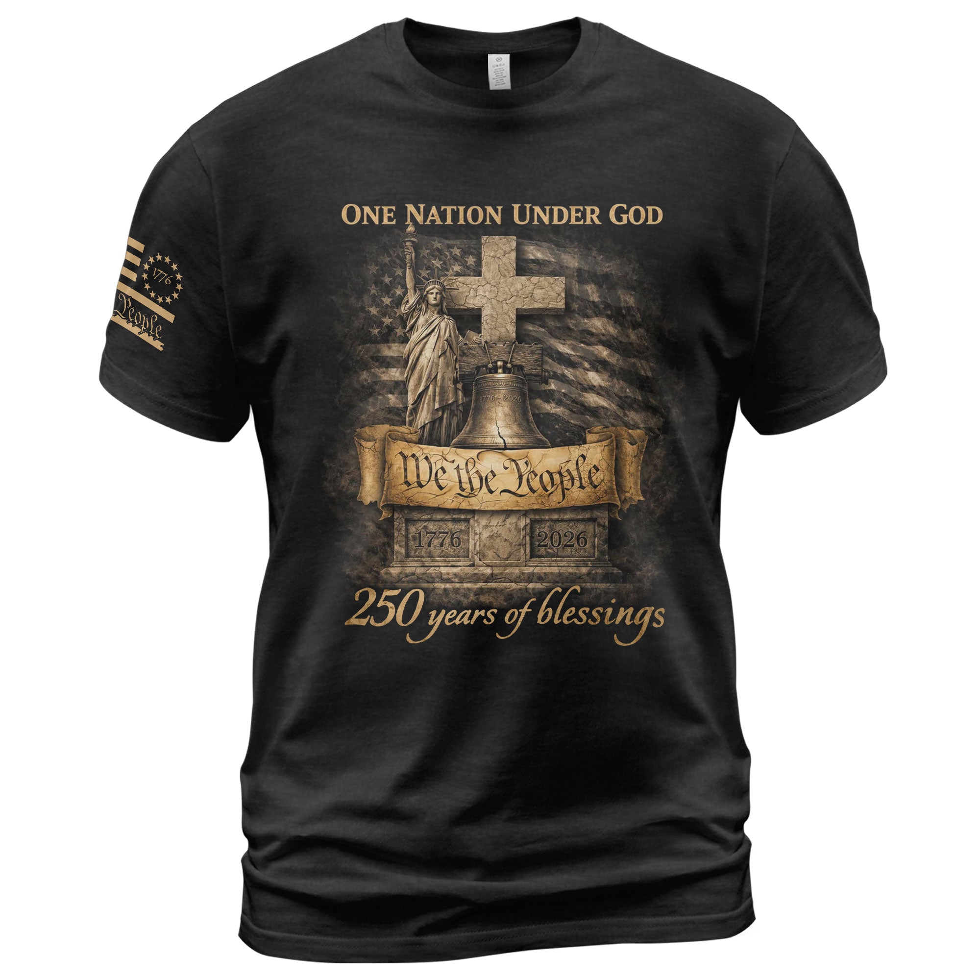 America 250th Anniversary 1776-2026 T-Shirt – 250 Years of Blessings One Nation Under God Semiquincentennial Christian Patriotic Tee