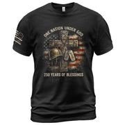 America 250th Anniversary 1776-2026 T-Shirt – Patriotic Veteran Christian Cross & Dog Tags 250 Years of Blessings Semiquincentennial Tee