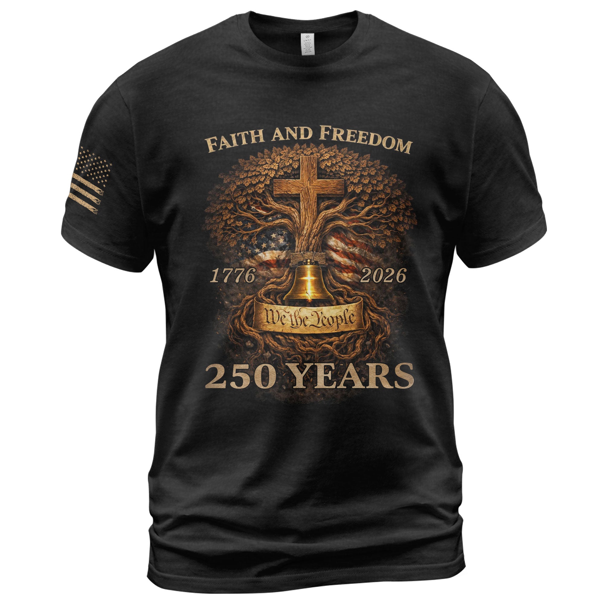 America 250th Anniversary 1776-2026 T-Shirt – Faith and Freedom Christian Tree of Life We The People Semiquincentennial Patriotic Tee