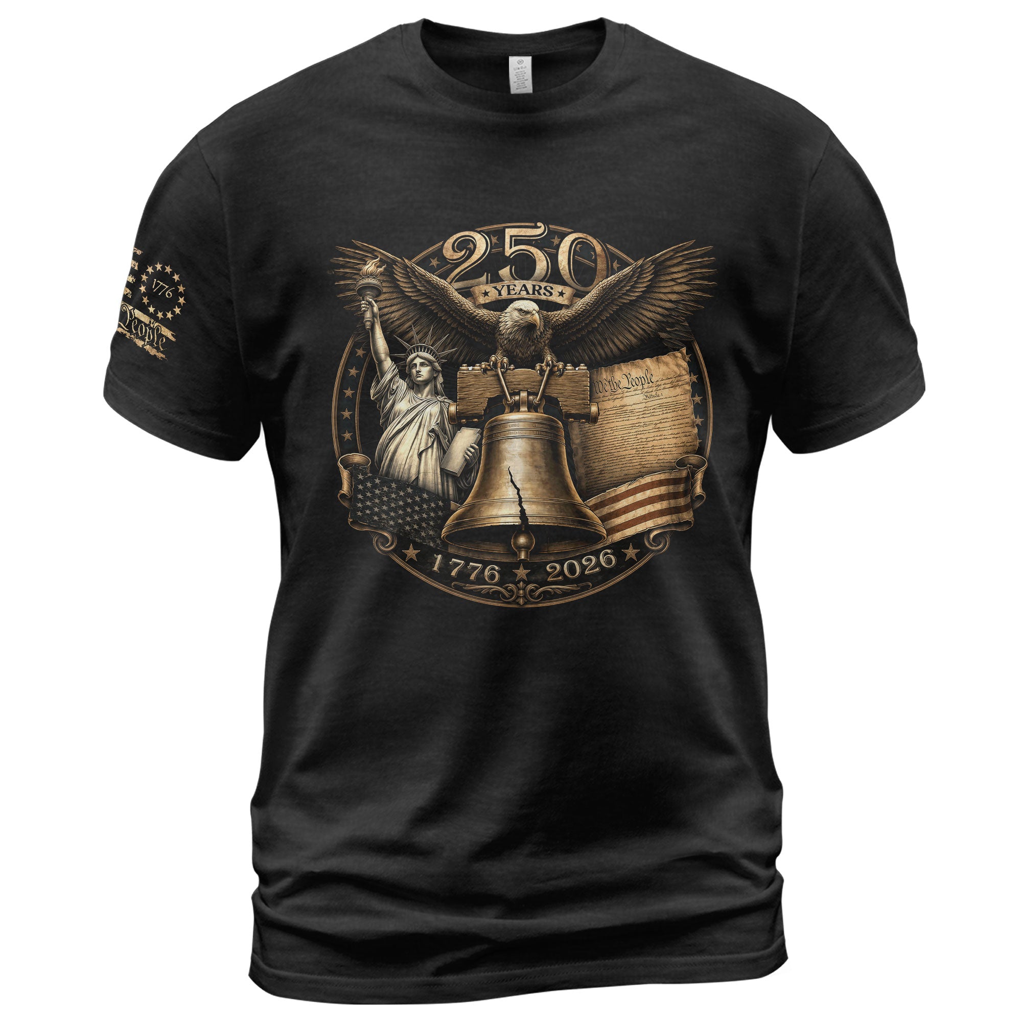 Liberty Bell Statue of Liberty T-Shirt - Patriotic 250 Years Heritage Tee