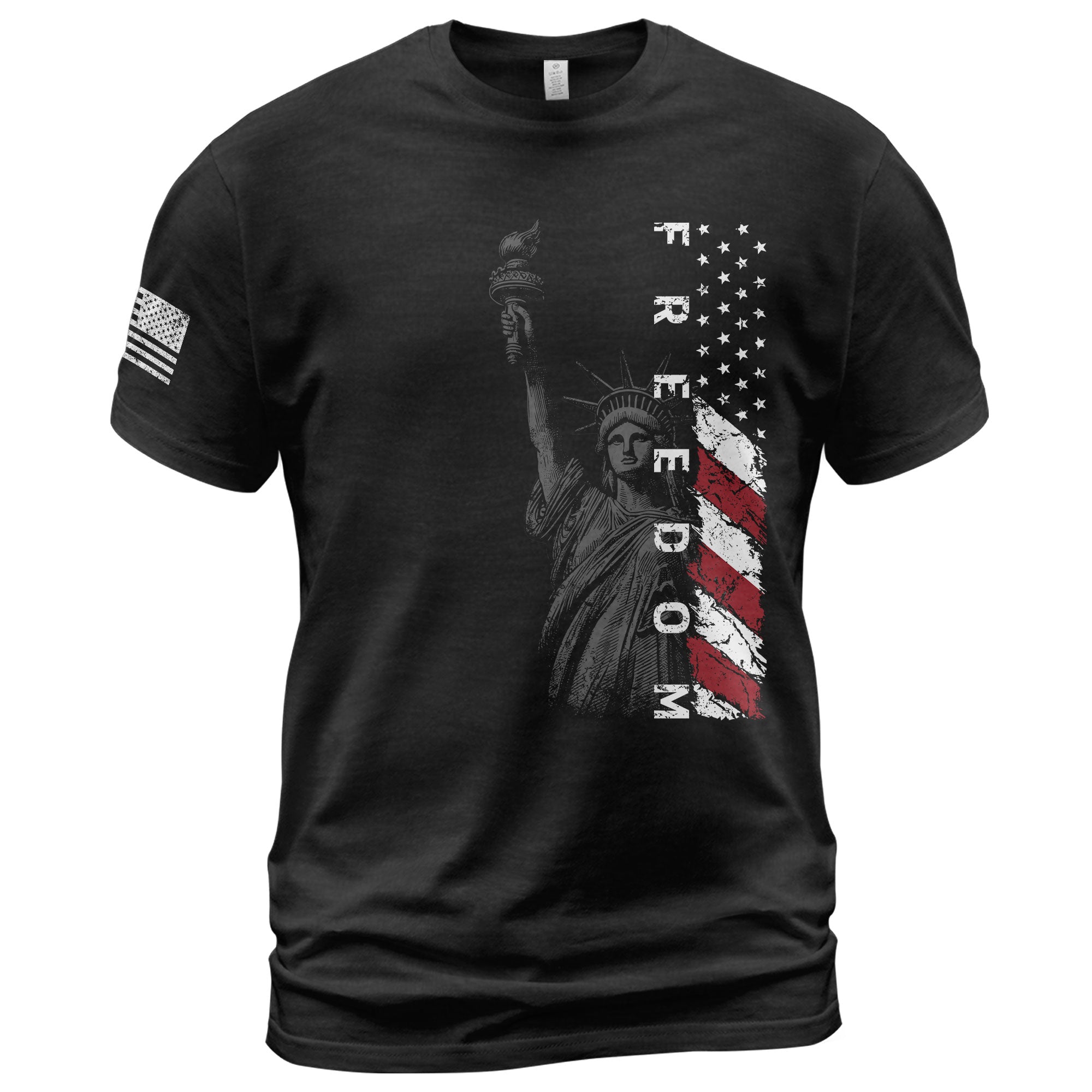 Freedom 2D Shirt Statue of Liberty American Flag Patriotic Graphic Tee USA