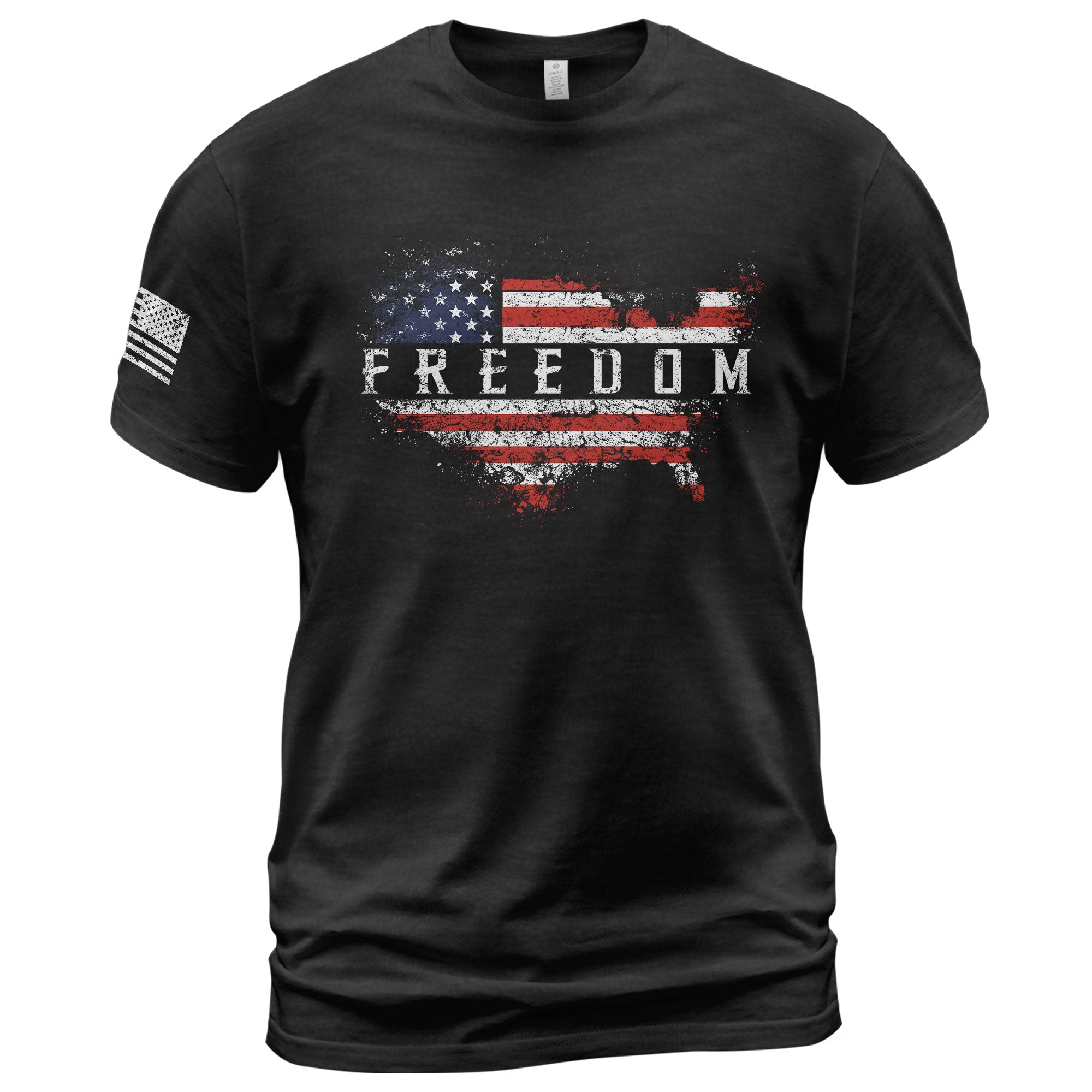 Freedom 2D Shirt USA Map American Flag Patriotic Graphic Vintage Tee