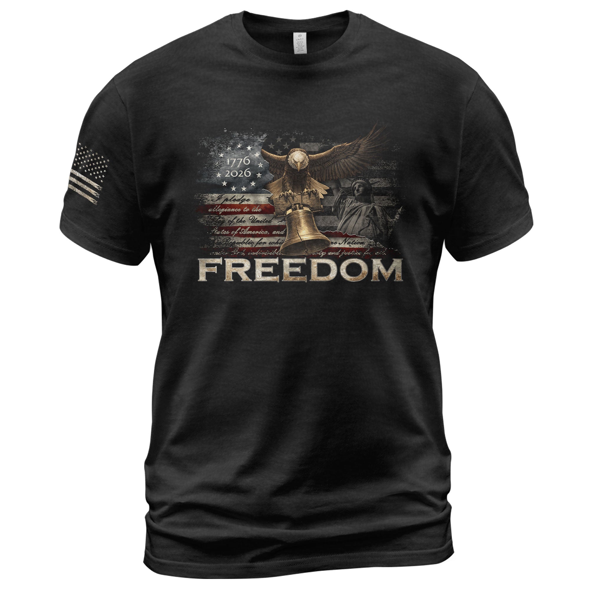 Freedom T-Shirt 2D Patriotic American Flag Eagle Liberty Bell Vintage Pride Men Women Tee