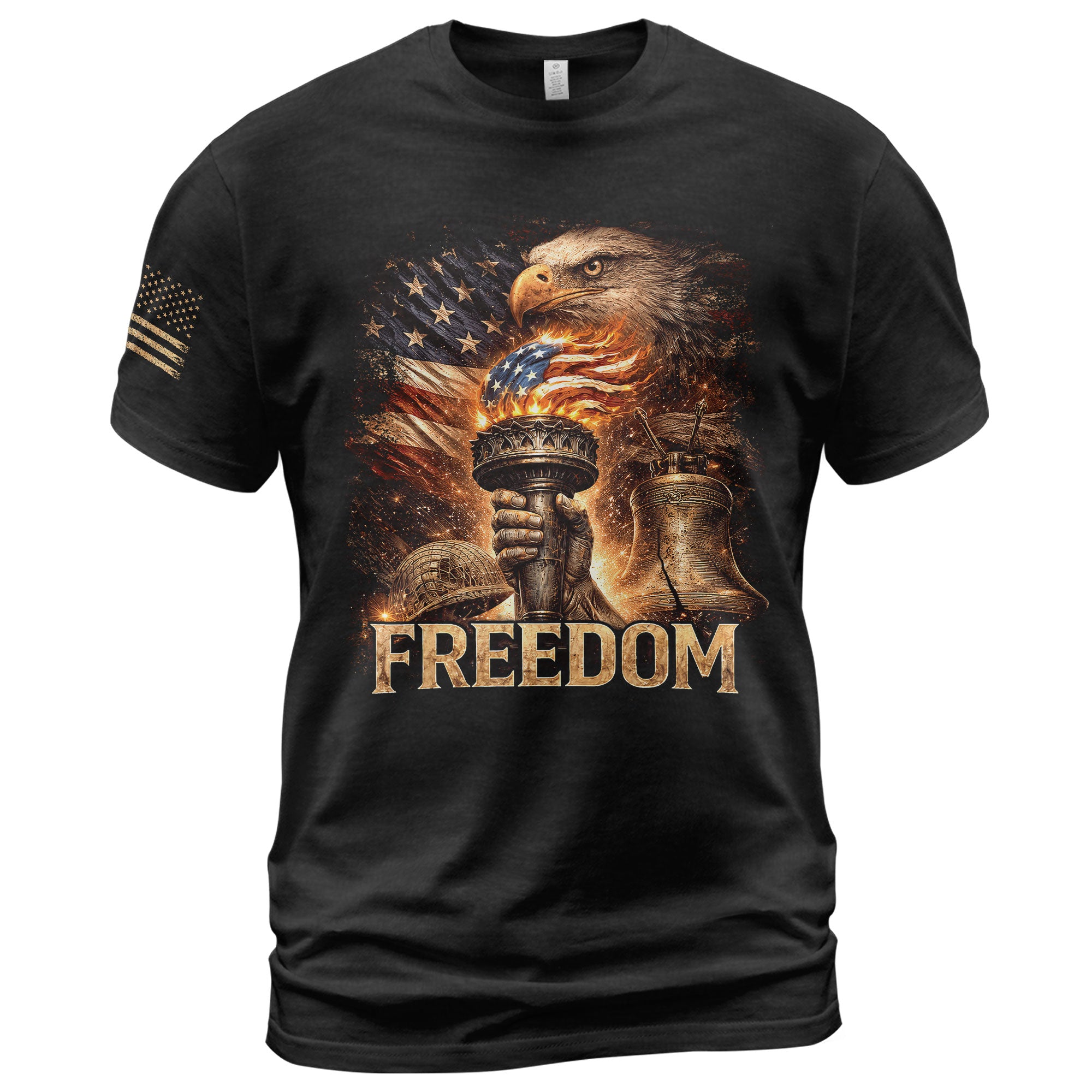 Freedom T-Shirt 2D Eagle Liberty Torch American Flag Patriotic Vintage