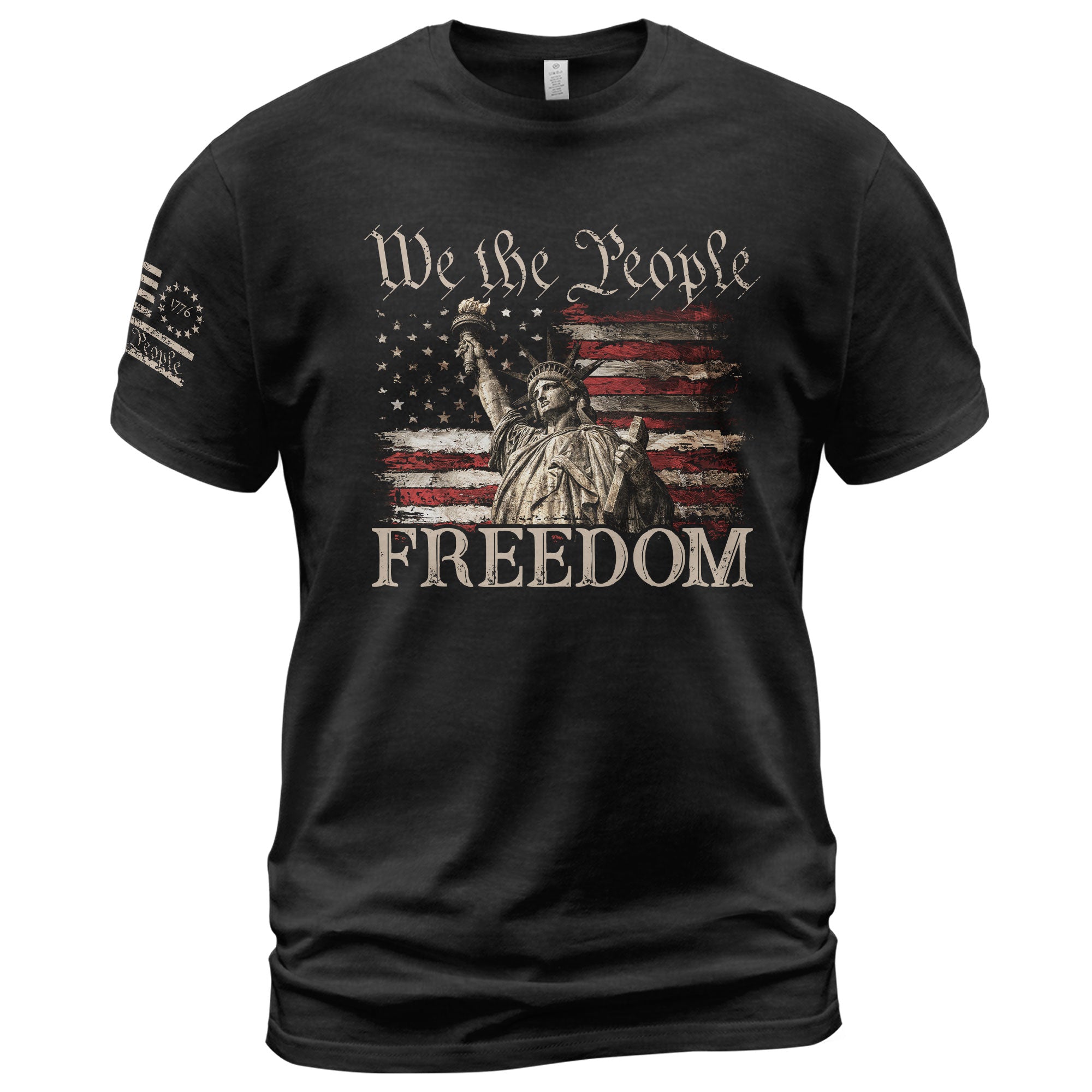 Freedom T-Shirt 2D We The People Statue of Liberty American Flag Patriotic Men Women Tee