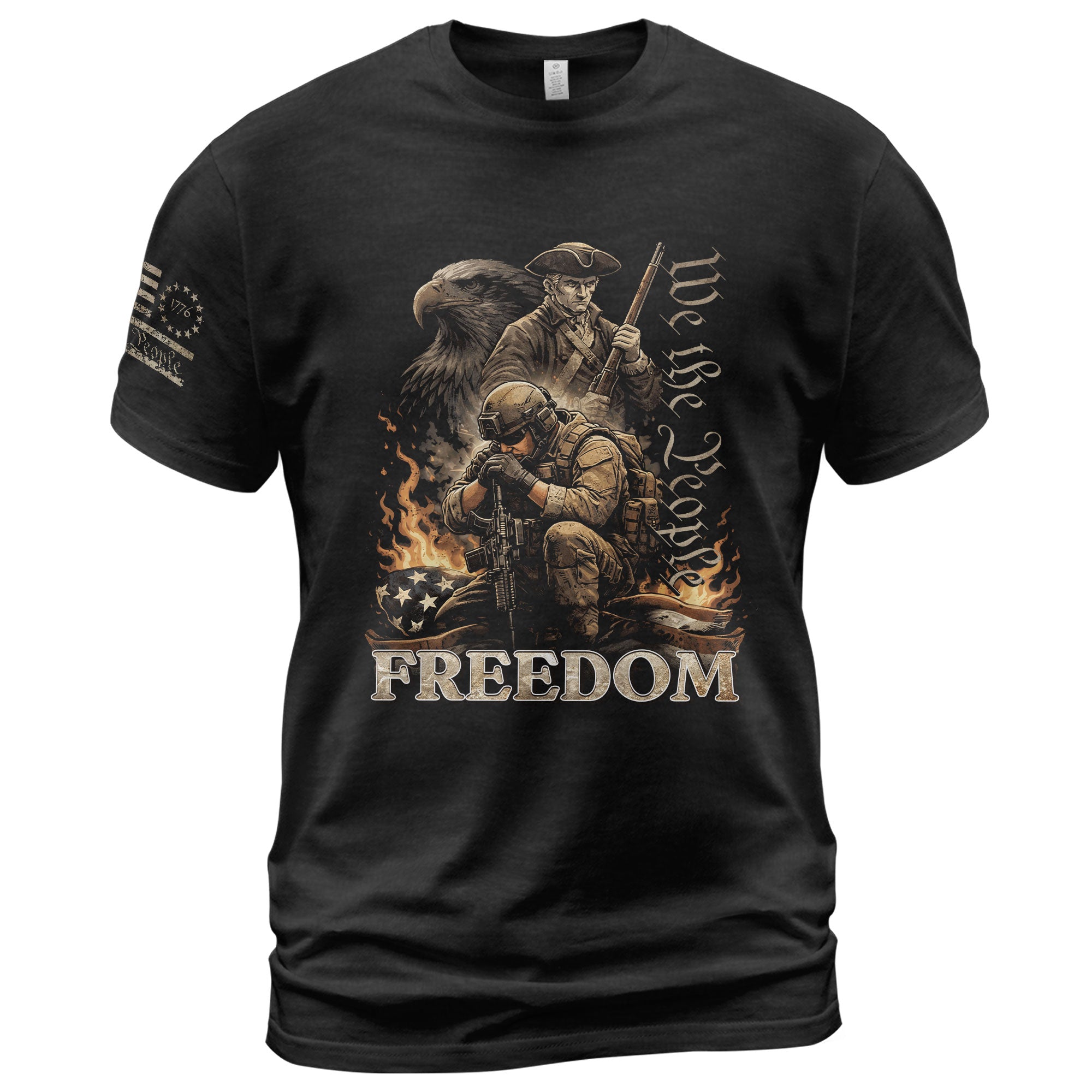 Freedom 2D T-Shirt We The People Military Veteran Patriotic Eagle Flag Men Women Tee Shirt