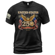 United States 250 Years 1776-2026 T-Shirt - Golden Eagle Patriotic Fireworks Luxury Tee