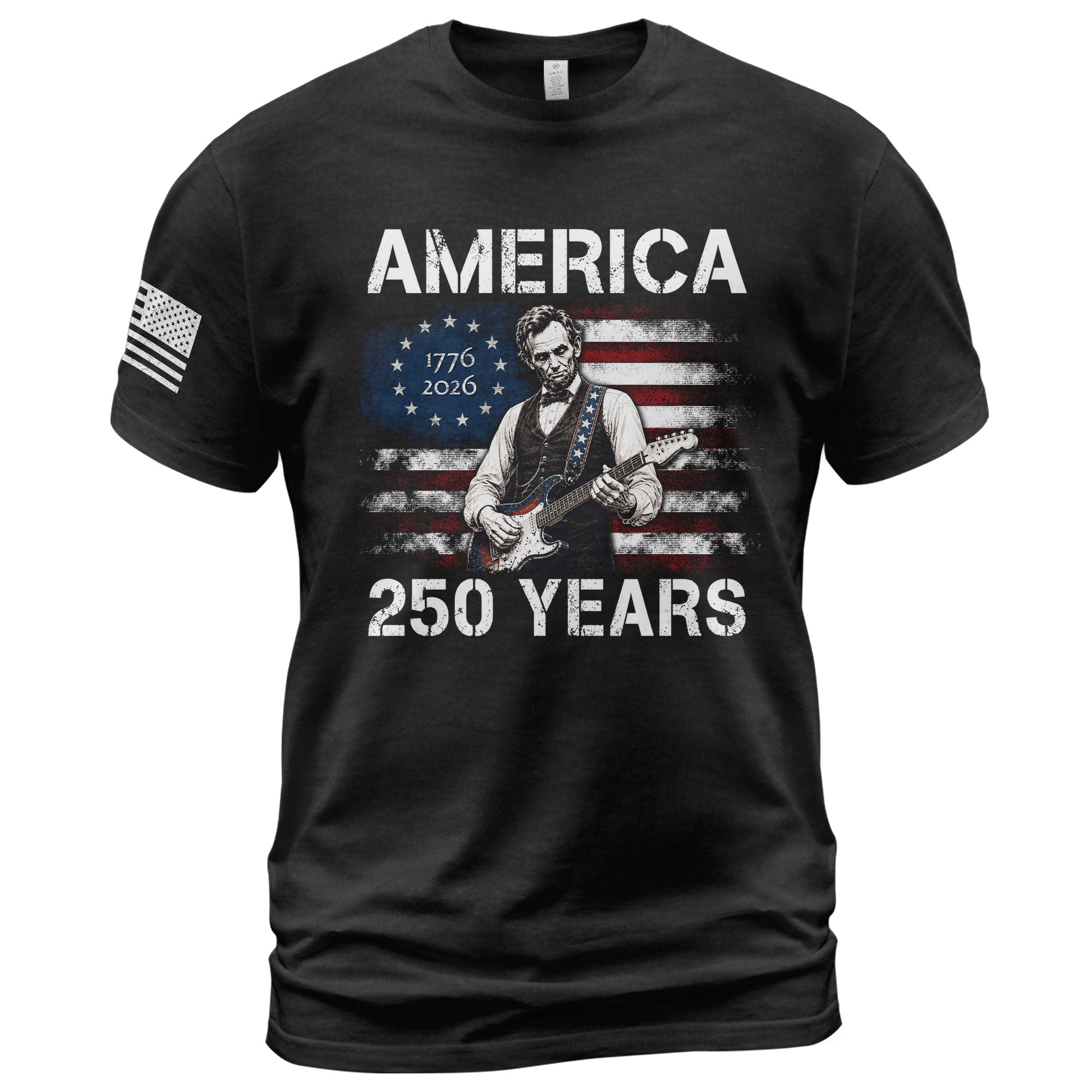 Vintage 1776 2026 Shirt Abraham Lincoln Playing Guitar US Flag Patriotic