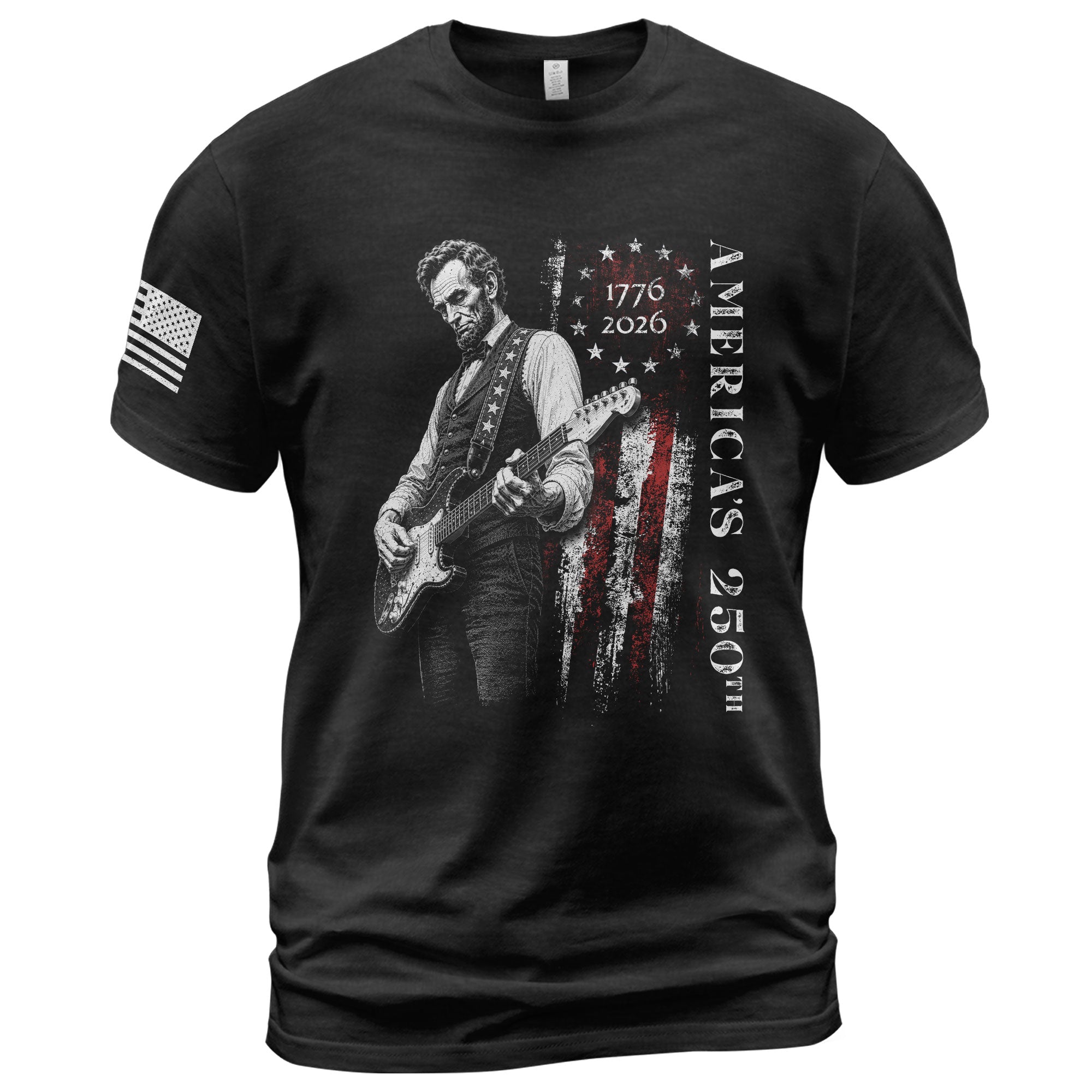 Betsy Ross Flag Abraham Lincoln Guitar Shirt Vintage 1776 2026 Patriotic USA T-Shirt