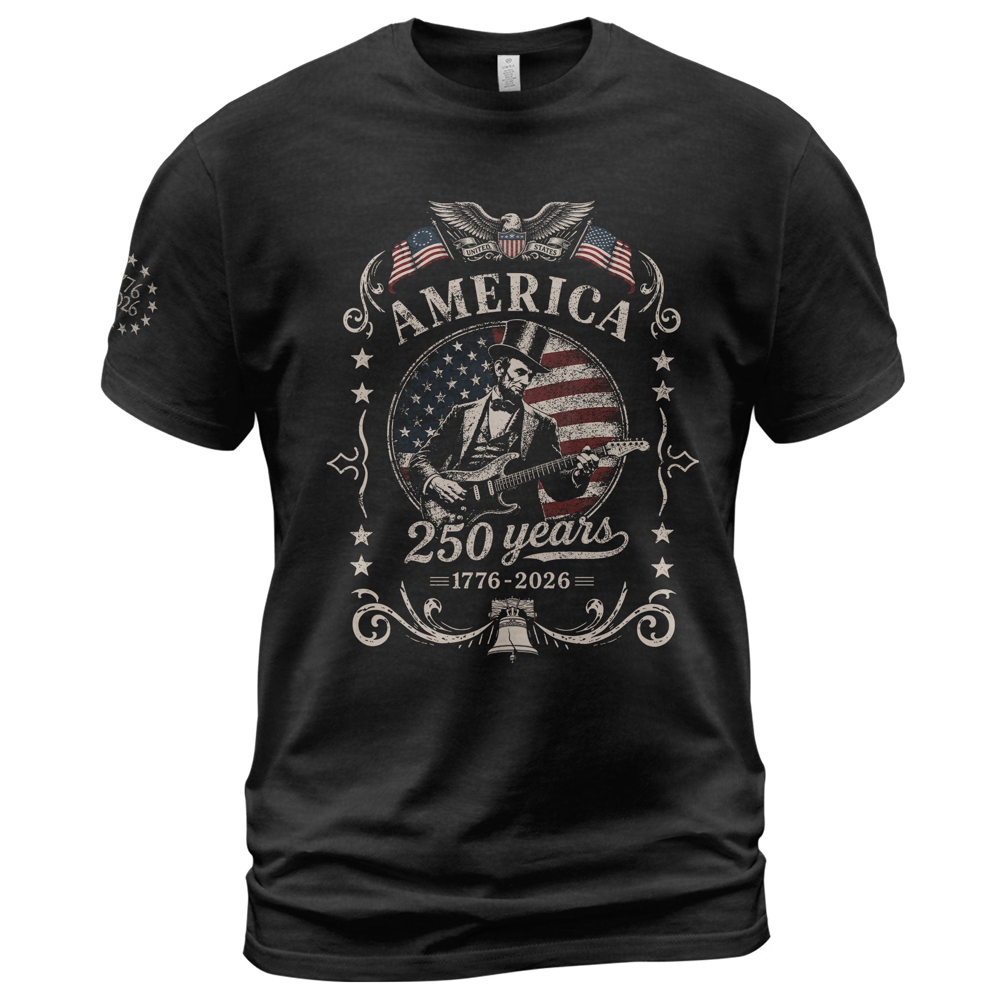 American Eagle Liberty Bell Lincoln Guitar Shirt Vintage 1776 2026 Patriotic Us Flag
