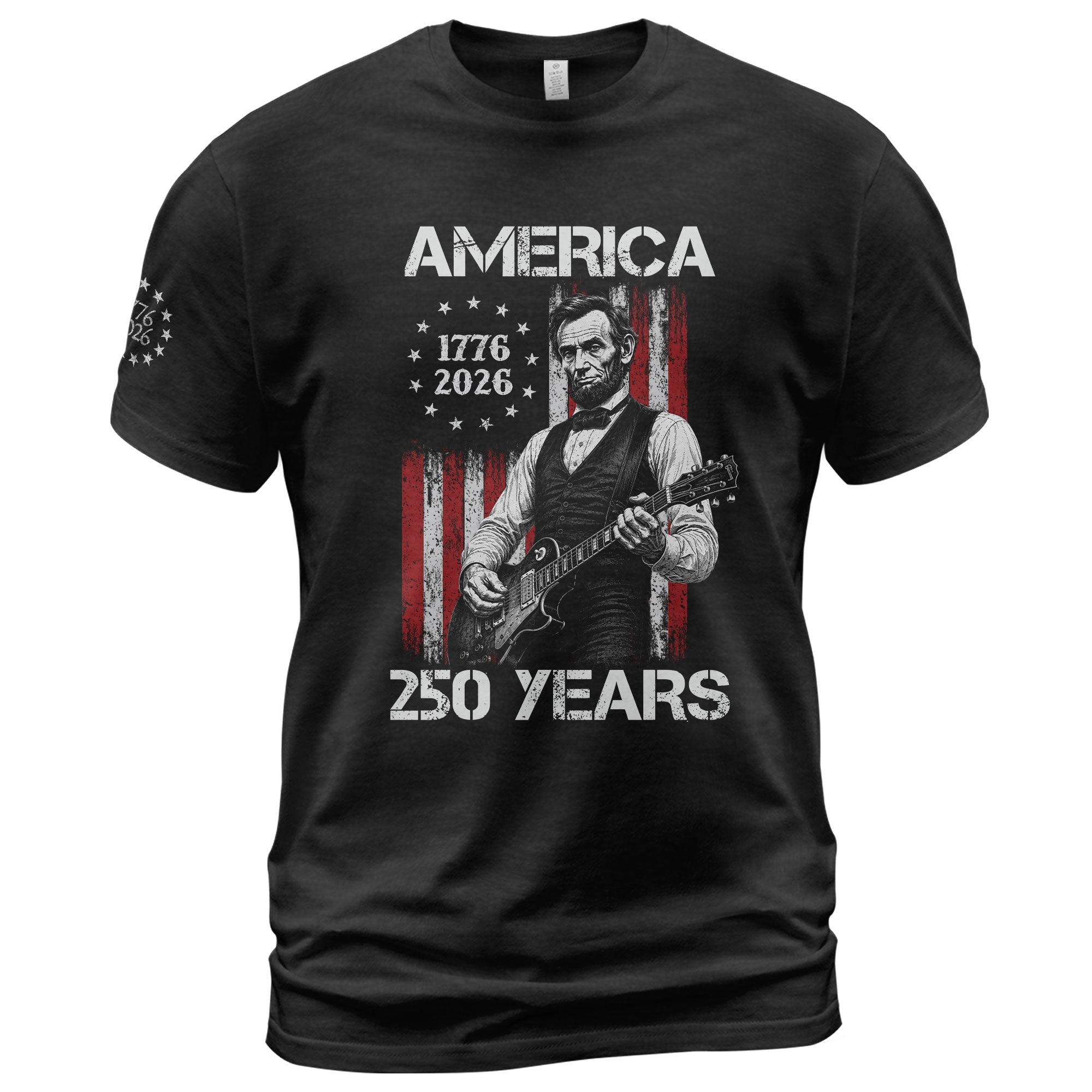 Betsy Ross Flag Lincoln Guitar Shirt Vintage 1776 2026 Patriotic US Flag 250 Years Tee