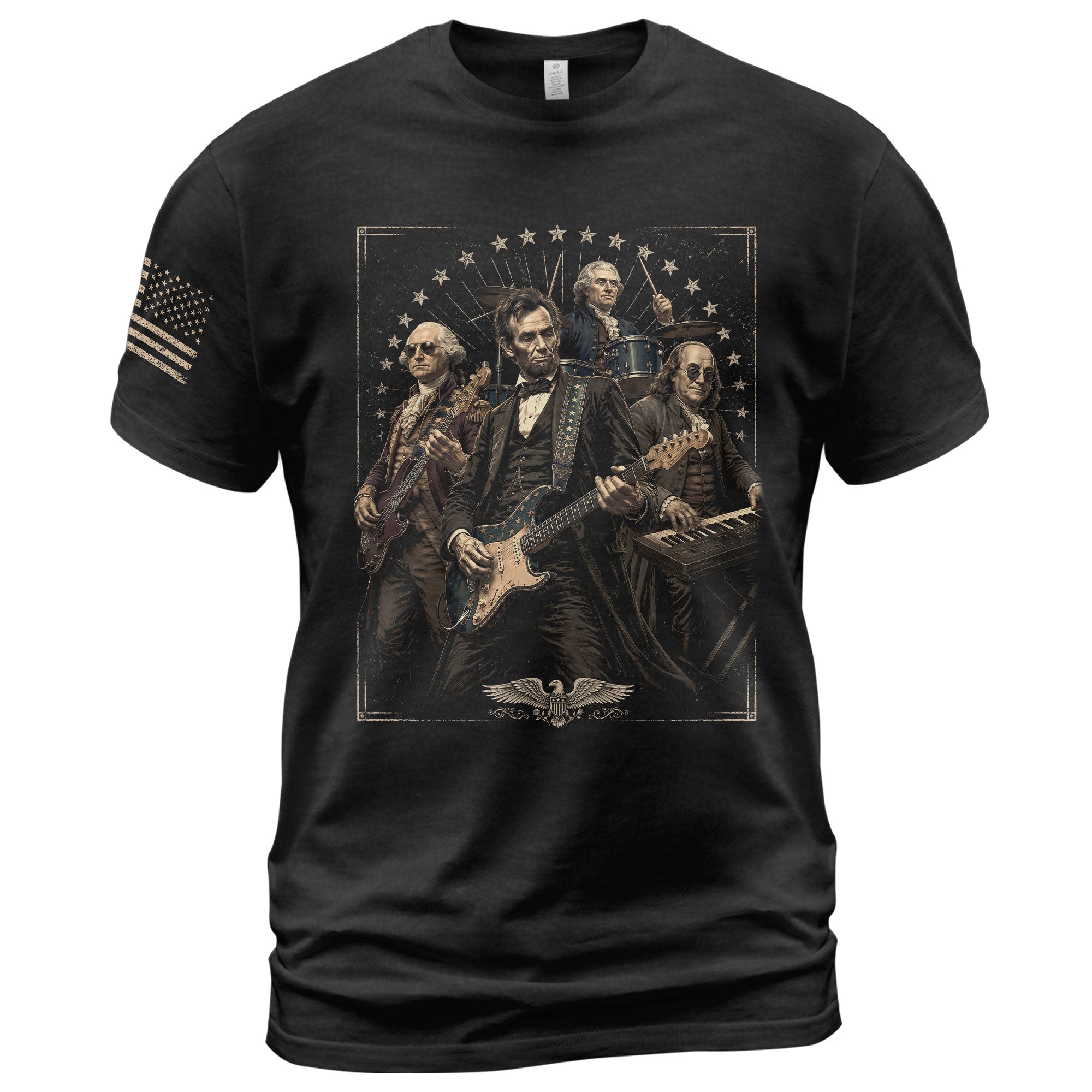 Presidents Rock Band Shirt Funny Patriotic Founding Fathers Graphic Tee