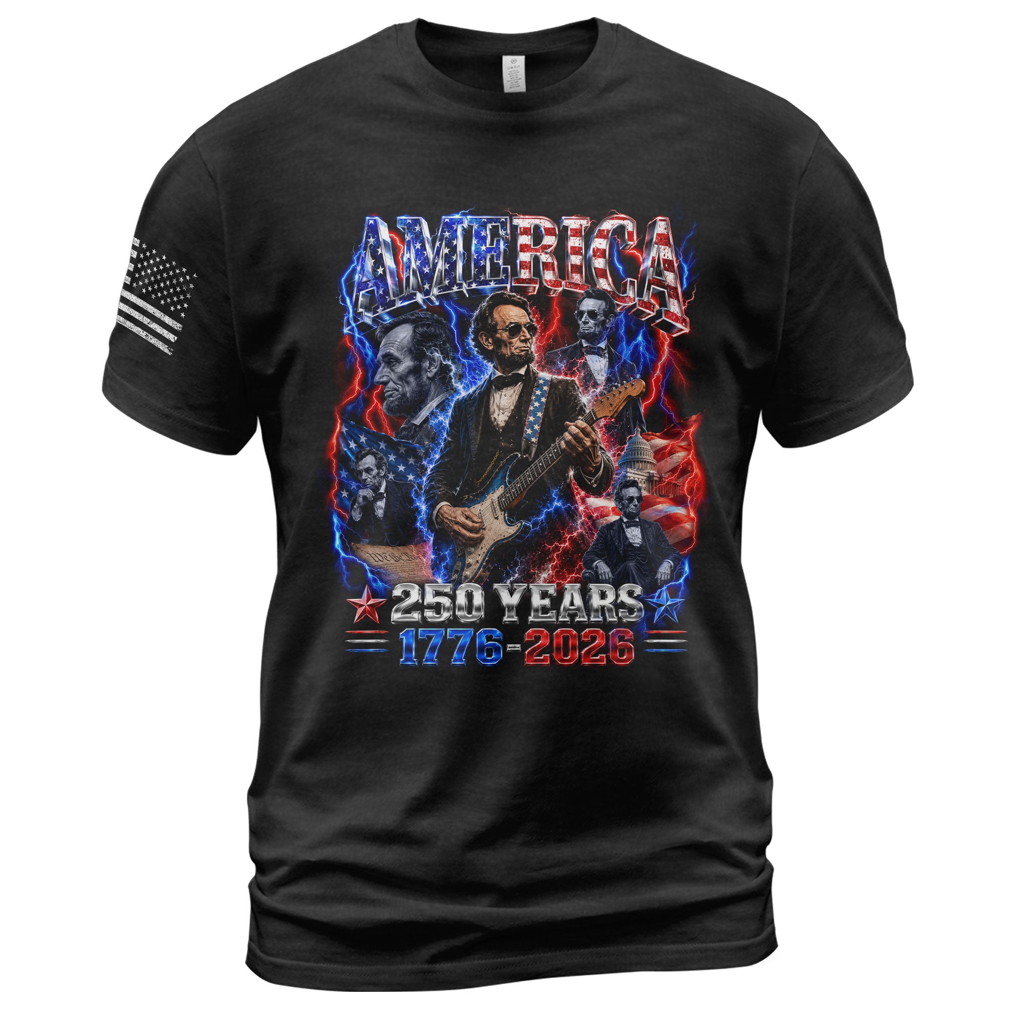 Abraham Lincoln Guitar Shirt Patriotic 1776 2026 American Pride Tee