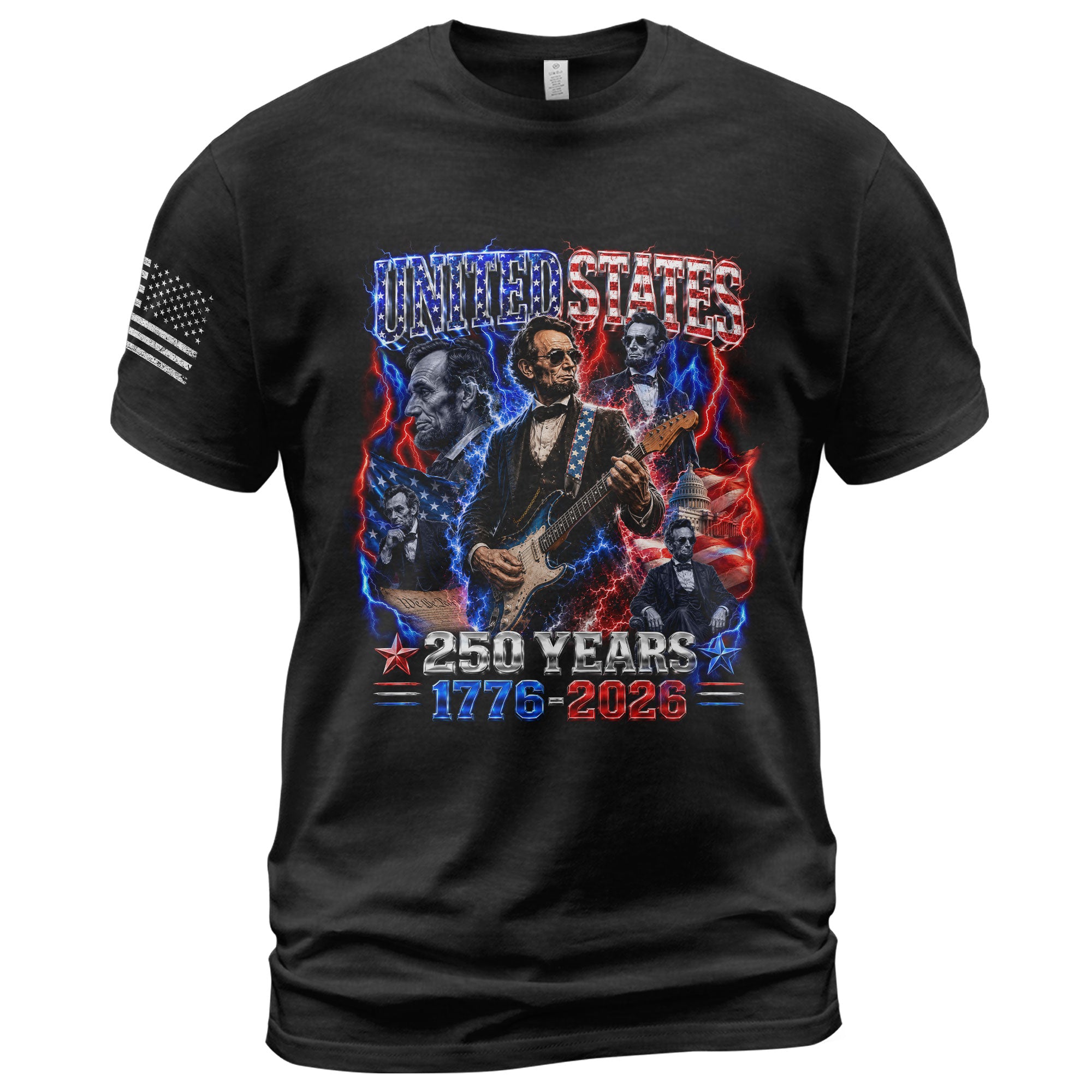 Abraham Lincoln Guitar Shirt Patriotic 1776 2026 American Pride Tee