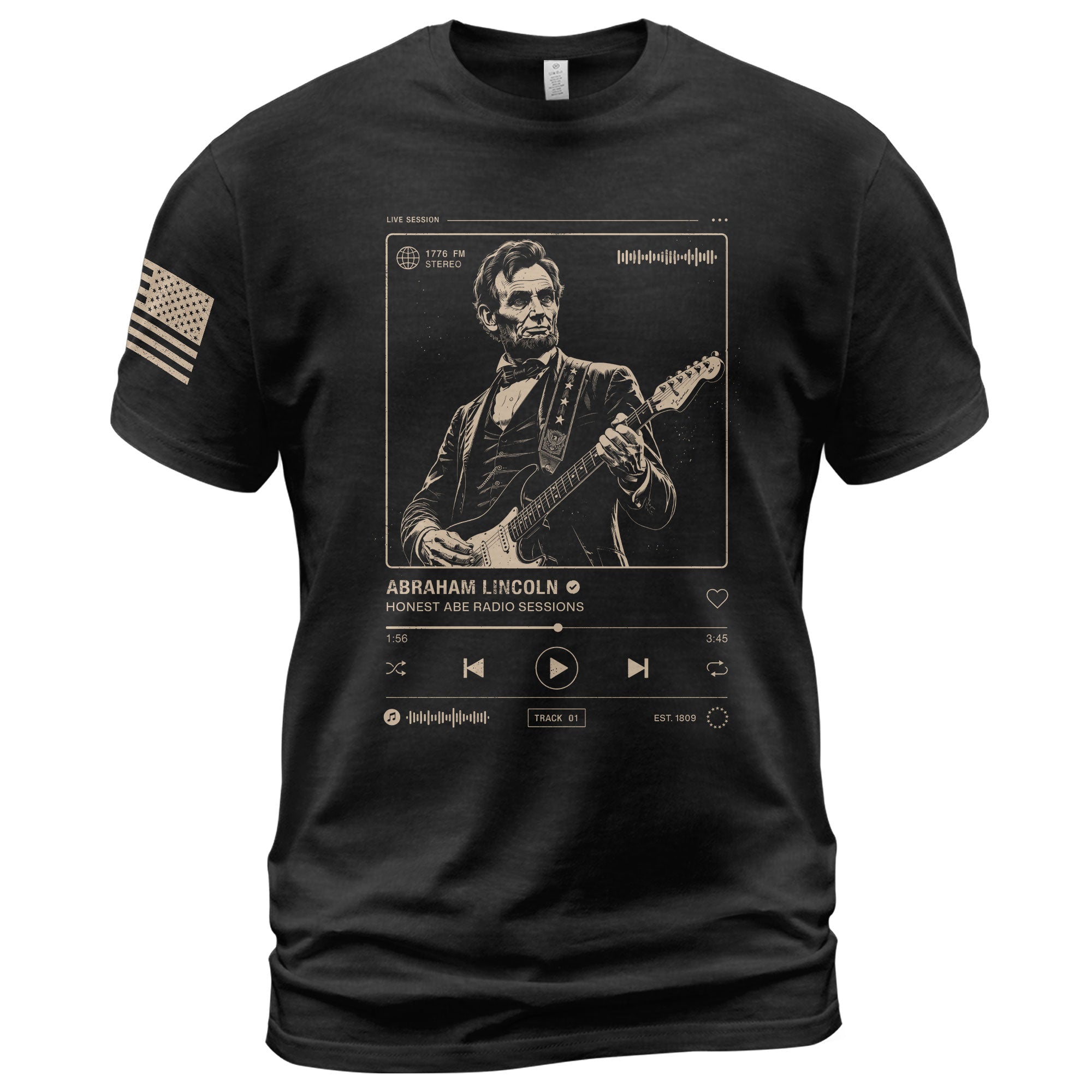 Abraham Lincoln Guitar Shirt Music Player Interface Patriotic Graphic Tee