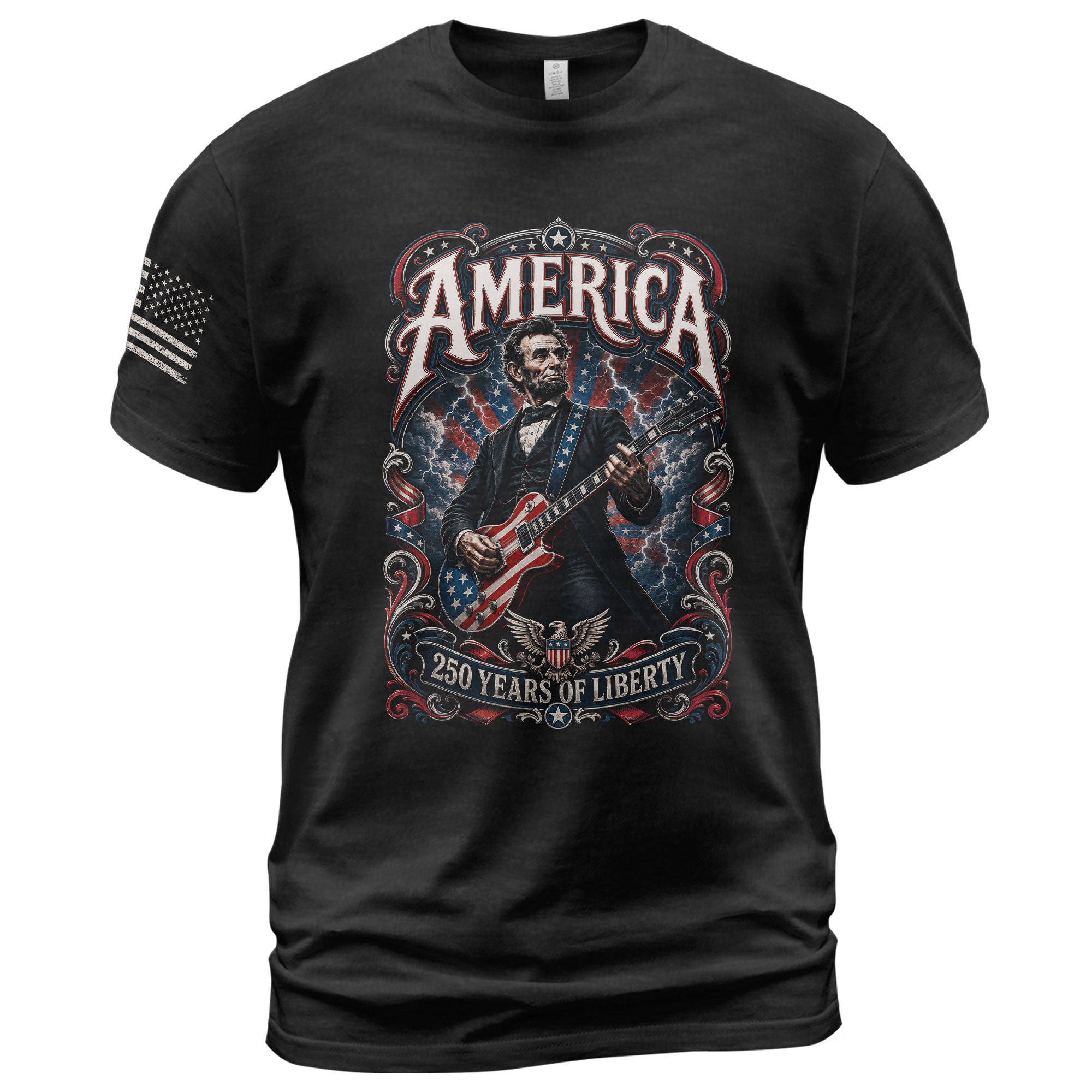 America 250 Years of Liberty Shirt Patriotic Guitar USA Vintage Freedom Tee