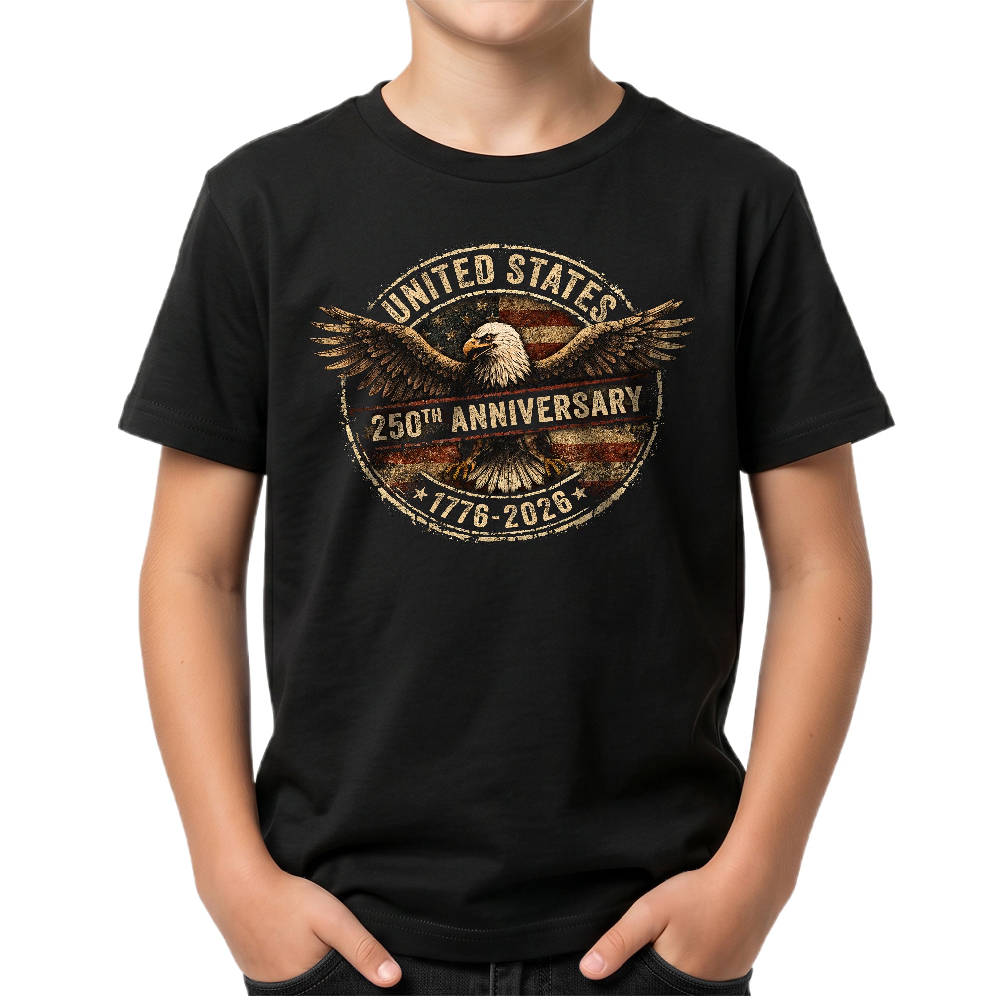 Kid T-Shirt United States 250th Anniversary | Patriotic 1776-2026 Eagle Boys Girls Shirt